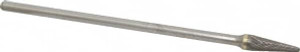 Atrax 3/8" Cut Diam, 1/4" Shank Diam, 14° Carbide Double Cut Taper Burr Radius End, 7-1/16" OAL, 1-1/16" LOC SL-3L6DC - 00457820