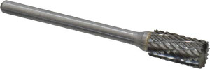 Atrax 1/4" Cut Diam, 1/8" Shank Diam, Carbide Double Cut Cylinder Burr with End Cut End Cut End, 1-3/4" OAL, 1/2" LOC SB-51ADC-ATX - 85282804