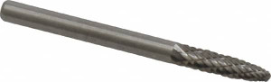 Atrax 1/8" Cut Diam, 1/8" Shank Diam, Carbide Double Cut Tree Burr with Radius Radius End, 1-1/2" OAL, 1/2" LOC SF-42DC-ATX - 85283349