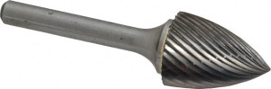 Atrax 3/4" Cut Diam, 1/4" Shank Diam, Carbide Single Cut Tree Burr Point End, 2-3/4" OAL, 1" LOC SG-7SC-ATX - 85286128
