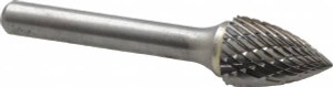Atrax 1/2" Cut Diam, 1/4" Shank Diam, Carbide Double Cut Tree Burr Point End, 2-1/2" OAL, 3/4" LOC SG-13DC-ATX - 85286268