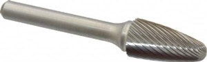 Atrax 1/2" Cut Diam, 1/4" Shank Diam, Carbide Single Cut Tree Burr with Radius Radius End, 2-3/4" OAL, 1" LOC SF-5SC-ATX - 85286425