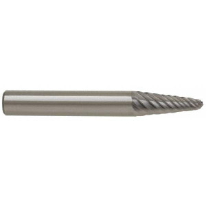 Atrax 1/4" Cut Diam, 1/4" Shank Diam, 14° Single Cut Taper Burr Radius End, 2" OAL, 5/8" LOC SL-1SC-ATX - 85286904
