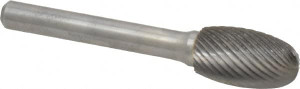 Atrax 1/2" Cut Diam, 1/4" Shank Diam, Carbide Single Cut Oval Burr Radius End, 2-5/8" OAL, 7/8" LOC SE-5SC-ATX - 85287548
