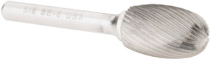 Atrax 5/8" Cut Diam, 1/4" Shank Diam, Carbide Single Cut Oval Burr Radius End, 2-3/4" OAL, 1" LOC SE-6SC-ATX - 85287563
