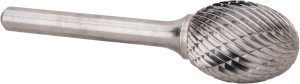 Atrax 3/4" Cut Diam, 1/4" Shank Diam, Carbide Double Cut Oval Burr Radius End, 2-3/4" OAL, 1" LOC SE-7DC-ATX - 85287688