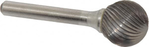 Atrax 3/4" Cut Diam, 1/4" Shank Diam, Carbide Single Cut Ball Burr Radius End, 2-1/2" OAL, 11/16" LOC SD-7SC-ATX - 85287860