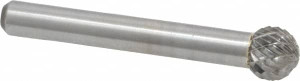 Atrax 3/8" Cut Diam, 1/4" Shank Diam, Carbide Double Cut Ball Burr Radius End, 2-1/8" OAL, 5/16" LOC SD-3DC-ATX - 85287985