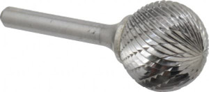 Atrax 1" Cut Diam, 1/4" Shank Diam, Carbide Double Cut Ball Burr Radius End, 2-11/16" OAL, 15/16" LOC SD-9DC-ATX - 85288082