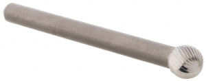 M.A. Ford 3/16" Cut Diam, 1/8" Shank Diam, Carbide Double Cut Ball Burr Radius End, 1-1/2" OAL, 5/32" LOC 72050030 - 50881465