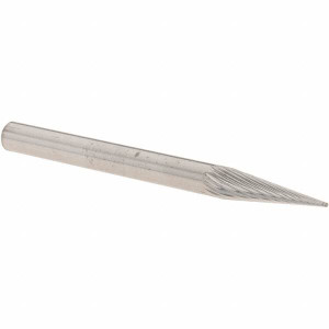 M.A. Ford 1/8" Cut Diam, 1/8" Shank Diam, 14° Carbide Double Cut Cone Burr Point End, 1-1/2" OAL, 7/16" LOC 69130030 - 97033641