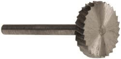 Made in USA 5/8" Cut Diam, 1/8" Shank Diam, High Speed Steel Single Cut Wheel Burr with Flat Flat End, 1-1/2" OAL, 1/8" LOC H16 - 00439166