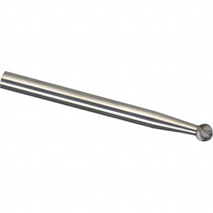 Made in USA 1/16" Cut Diam, 1/8" Shank Diam, Carbide Double Cut Ball Burr 1-1/2" OAL, 1/16" LOC, Aluminum Titanium Nitride Finish SD-40DC-1 - 52003381
