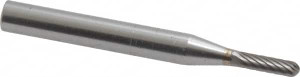 SGSPRO 1/8" Cut Diam, 1/4" Shank Diam, Carbide Single Cut Cylinder Burr with Radius Radius End, 1/2" LOC 12050 - 05290184