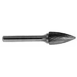 SGSPRO 3/4" Cut Diam, 1/4" Shank Diam, Carbide Single Cut Tree Burr Point End, 1-1/2" LOC 14100 - 05290689