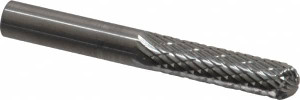 SGSPRO 1/4" Cut Diam, 1/4" Shank Diam, Carbide Double Cut Cylinder Burr with Radius Radius End, 2" OAL, 1" LOC 11728 - 05291455