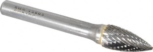 SGSPRO 3/8" Cut Diam, 1/4" Shank Diam, Carbide Double Cut Tree Burr Point End, 2-1/2" OAL, 3/4" LOC 13903 - 05291851