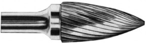 SGSPRO 1/4" Cut Diam, 1/4" Shank Diam, Carbide Single Cut Tree Burr Point End, 1/2" LOC 16625 - 05292412