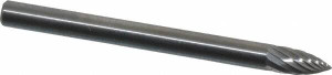 SGSPRO 1/8" Cut Diam, 1/8" Shank Diam, Carbide Single Cut Tree Burr Point End, 1-1/2" OAL, 1/4" LOC 14150 - 05292974