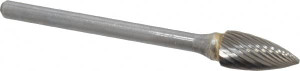SGSPRO 1/4" Cut Diam, 1/8" Shank Diam, Carbide Single Cut Tree Burr Point End, 1/2" LOC 14250 - 05293022