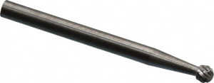 SGSPRO 1/8" Cut Diam, 1/8" Shank Diam, Carbide Double Cut Ball Burr Radius End, 1-1/2" OAL, 1/8" LOC 12803 - 05293337