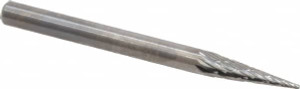 SGSPRO 1/8" Cut Diam, 1/8" Shank Diam, 14° Carbide Double Cut Cone Burr Point End, 1-1/2" OAL, 7/16" LOC 15703 - 05293576