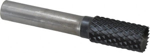 SGSPRO 1/2" Cut Diam, 3/8" Shank Diam, Carbide Double Cut Cylinder Burr with End Cut End Cut End, 3" OAL, 1" LOC, Titanium Aluminum Nitride Finish 10309 - 66741810