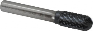 SGSPRO 1/2" Cut Diam, 3/8" Shank Diam, Carbide Double Cut Cylinder Burr with Radius Radius End, 3" OAL, 1" LOC, Titanium Aluminum Nitride Finish 10312 - 66741844