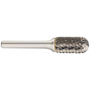 SGSPRO 5/8" Cut Diam, 3/8" Shank Diam, Carbide Double Cut Cylinder Burr with Radius Radius End, 3" OAL, 1" LOC, Titanium Aluminum Nitride Finish 10313 - 66741851