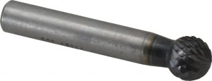 SGSPRO 1/2" Cut Diam, 3/8" Shank Diam, Carbide Double Cut Ball Burr Radius End, 2-7/16" OAL, 7/16" LOC, Titanium Aluminum Nitride Finish 10316 - 66741885