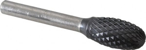SGSPRO 1/2" Cut Diam, 1/4" Shank Diam, Carbide Double Cut Oval Burr Radius End, 2-5/8" OAL, 7/8" LOC, Titanium Aluminum Nitride Finish 10318 - 66741901