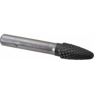 SGSPRO 1/2" Cut Diam, 3/8" Shank Diam, Carbide Double Cut Tree Burr with Radius Radius End, 3" OAL, 1" LOC, Titanium Aluminum Nitride Finish 10322 - 66741943