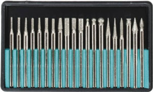 Value Collection 20 Piece Diamond Abrasive Grinding Pin Set Includes 1-3/4" Diam Long x 1/8" Diam Shank CAB0097 - 03500022