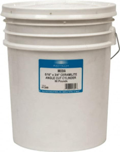 Raytech Ceramic Plastic Blend Carrier, No Abrasive, 5/16" Long x 3/4" High Cylinder Shaped Polishing Tumbling Media Angle Edge, Wet Operation, 65 Lb/Ft³ Density 41-349 - 09117490