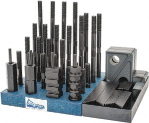 Gibraltar 50 Piece Fixturing Step Block & Clamp Set with 1" Step Block, 5/8" T-Slot, 1/2-13 Stud Thread 1" Nut Width, 3, 4, 5, 6, 7 & 8" Stud Lengths 20206G - 04805479