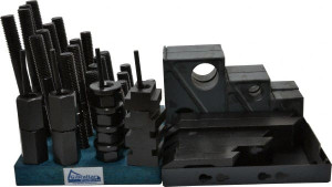 Gibraltar 50 Piece Fixturing Step Block & Clamp Set with 1-1/2" Step Block, 1" T-Slot, 3/4-10 Stud Thread 1-5/8" Nut Width, 3, 4, 5, 6, 7 & 8" Stud Lengths 20219G - 04805602
