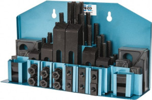 TE-CO 52 Piece Fixturing Step Block & Clamp Set with 1" Step Block, 1/2" T-Slot, 3/8-16 Stud Thread 7/8" Nut Width, 3, 4, 5, 6, 7 & 8" Stud Lengths 20413 - 06944789