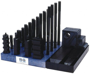 TE-CO 50 Piece Fixturing Step Block & Clamp Set with 1" Step Block, 11/16" T-Slot, 1/2-13 Stud Thread 1-1/8" Nut Width, 3, 4, 5, 6, 7 & 8" Stud Lengths 20207 - 06945059