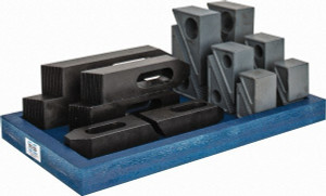 TE-CO 13 Piece Fixturing Step Block & Clamp Set with 2" Step Block, 7/8 & 1 Stud Thread Includes 6 Serrated End Clamps, 6 Step Blocks, Holder 21007 - 75538496