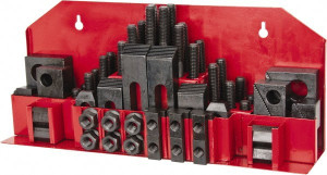 Value Collection 52 Piece Fixturing Step Block & Clamp Set with 1" Step Block, 3/4" T-Slot, 5/8-11 Stud Thread 1-1/4" Nut Width, 3, 4, 5, 6, 7 & 8" Stud Lengths 400-3750 - 06944607