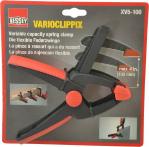 Bessey 4" Jaw Opening Capacity, 2" Throat Depth, Single Variable Jaw, Spring Clamp Plastic Body, Plastic Handle, Plastic Tip, 6-1/2" OAL XV5-100 - 86456597