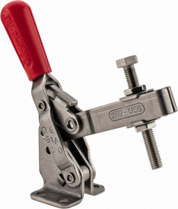 Destaco 450 Lb Holding Capacity, Vertical Handle, Manual Hold Down Toggle Clamp 57° Handle Movement, 99° Bar Opening, U-Bar, Flanged Base, Stainless Steel 207-USS - 65589608