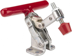 Destaco 200 Lb Holding Capacity, Vertical Handle, Manual Hold Down Toggle Clamp 65° Handle Movement, 105° Bar Opening, Solid Bar, Flanged Base, Electro-Plated Zinc, Carbon Steel 202-T - 76988252