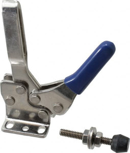 Gibraltar 250 Lb Holding Capacity, Horizontal Handle, Manual Hold Down Toggle Clamp 61° Handle Movement, 91° Bar Opening, U-Bar, Flanged Base, Electro-Plated Zinc, Stainless Steel GIB-D-217USS - 75134882