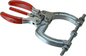 Destaco 2224.11 N Load Capacity, 1.83" Throat Depth, 5.52" OAL, Carbon Steel, C Style Plier Clamp 3.38" Max Jaw Capacity, M6x1 Spindle, 3.38" Open Throat Height, Red Handle, Spindle End 435 - 88137187