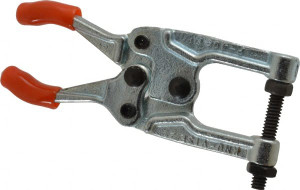 Knu-Vise 181.44 Kg Load Capacity, 1-3/16" Throat Depth, 4-3/4" OAL, Carbon Steel, C Style Plier Clamp 31/32" Max Jaw Capacity, 1/4-20 Spindle, 0.97" Open Throat Height, Orange Handle, Spindle End P-400 - 08105033