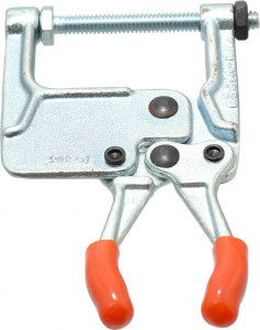 Knu-Vise 181.44 Kg Load Capacity, 1-3/16" Throat Depth, 4-3/4" OAL, Carbon Steel, C Style Plier Clamp 1-15/16" Max Jaw Capacity, 1/4-20 Spindle, 1.94" Open Throat Height, Orange Handle, Spindle End P-402 - 08105066