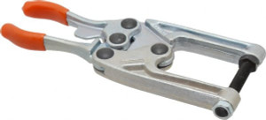 Knu-Vise 544.31 Kg Load Capacity, 2-1/4" Throat Depth, 8-3/8" OAL, Carbon Steel, C Style Plier Clamp 1-3/4" Max Jaw Capacity, 3/8-24 Spindle, 1.22" Open Throat Height, Orange Handle, Spindle End P-1200 - 08105231