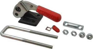 Destaco 4,000 Lb Capacity, Vertical, U Hook, Flanged Base, Carbon Steel Pull Action Latch Clamp 1-3/4" Drawing Movement, 6.6" OAL, Threaded U Hook, Straight Handle 374 - 03583804