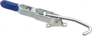 Gibraltar 375 Lb Capacity, Horizontal, J Hook, Right Flanged Base, Carbon Steel Pull Action Latch Clamp 4" Drawing Movement, 8.82" OAL, Thumb Handle GIB-LU-351-B - 77863777